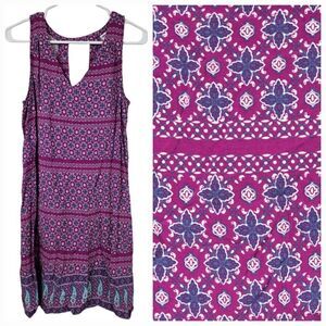Old Navy Purple Sleeveless V-Neck Shift Dress Women Keyhole Lightweight V-Neck